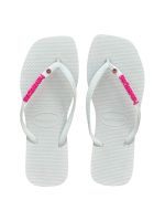 Havaianas Square Branco + Escrita Rosa + Ponto de Luz Rosa 
