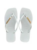 Havaianas Square Branco + Escrita Dourada + Ponto de Luz Cristal
