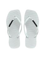 Havaianas Square Branca + Escrita Preta + Borboleta Branca Prata 