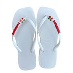 Havaianas Square Branca + Escrita Vermelha + Cereja 