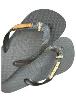 Havaianas Top Preto + Escrita Dourada + Nsa Sra Aparecida