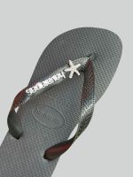 Havaianas Top Preta + Escrita Prata + Estrela do Mar