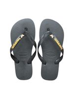 Havaianas Top Preto + Escrita Dourada + Borboleta Branca