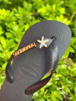 Havaianas Top Preta + Escrita Dourada + Estrela do Mar