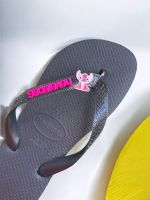 Havaianas Top Preto + Escrita Rosa + Stitch Rosa