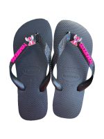 Havaianas Top Preto + Escrita Rosa + Stitch Rosa
