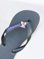 Havaianas Top Preto + Escrita Lilas + Stitch Lilas