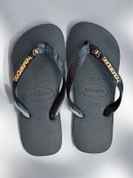 Havaianas Top Preto + Escrita Dourada + Borboleta Preta