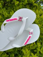 Havaianas Top Branca + Escrita Rosa + Stitch Rosa