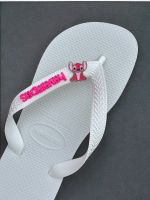Havaianas Top Branca + Escrita Rosa + Stitch Rosa