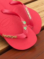 Havaianas Top Vermelho+ Escrita Dourada + Coco + Coqueiro