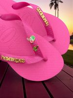 Havaianas Top Rosa Flux + Escrita Dourada + Coco + Coqueiro