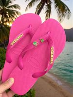 Havaianas Top Rosa Flux + Escrita Dourada + Coco + Coqueiro