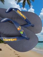 Havaianas Top Marinho + Escrita Dourada + Tucano + Coqueiro