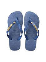 Havaianas Top Marinho + Escrita Dourada + Borboleta Branca 