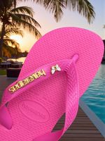 Havaianas Top Rosa Flux + Escrita Dourada + Borboleta Branca 