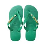 Havaianas Top Verde + Escrita Dourada + Borboleta Branca 