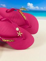 Havaianas Top Rosa Flux + Escrita Dourada + Concha + Estrela
