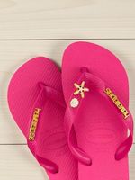 Havaianas Top Rosa Flux + Escrita Dourada + Concha + Estrela
