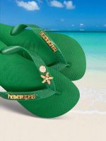 Havaianas Top Verde + Escrita Dourada + Concha + Estrela