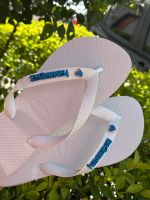 Havaianas Top Branca + Escrita Azul + Coração Azul