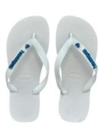 Havaianas Top Branca + Escrita Azul + Coração Azul