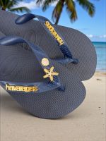 Havaianas Top Marinho + Escrita Dourada + Concha + Estrela