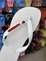 Havaianas Top Branca + Escrita Vermelha + Coração Vermelho