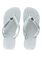 Havaianas Top Branca + Escrita Prata + Capivara Marrom