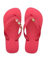 Havaianas Top Vermelho + Pins Tucano, Coqueiro, Abacaxi, Coco, Brasil