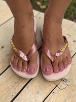 Havaianas Top Rosa Ballet + Escrita Dourada + Flor Cerejeira