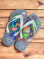 Havaianas Infantil Top Minecraft Cinza/Branco