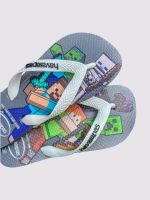 Havaianas Infantil Top Minecraft Cinza/Branco