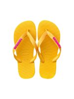 Havaianas Top Amarelo + Escrita Rosa Neon