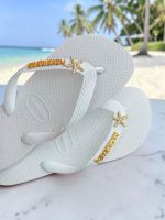 Havaianas Top Branca + Escrita Dourada + Estrela do Mar