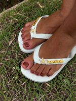 Havaianas Top Branca + Escrita Dourada + Estrela do Mar