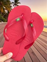 Havaianas Top Vermelho + Bandeira Brasil 