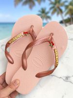 Havaianas Top Rosa Ballet + Escrita Dourada + Cereja 