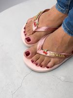 Havaianas Top Rosa Ballet + Escrita Dourada + Cereja 