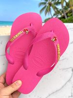Havaianas Top Rosa Flux + Escrita Dourada + Cereja 