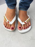 Havaianas Top Branca + Escrita Dourada + Cereja 