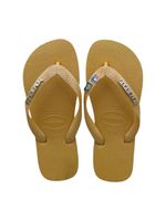 Havaianas Top Amarelo + Escrita Dourada + Bandeira Brasil e Tucano