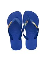 Havaianas Top Azul Naval + Escrita Dourada + Bandeira Brasil e Tucano