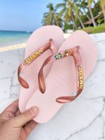 Havaianas Top Rosa Ballet+ Escrita Dourada + Bandeira Brasil e Tucano