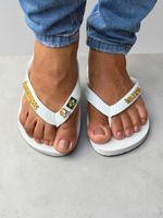 Havaianas Top Branca + Escrita Dourada + Bandeira Brasil e Tucano