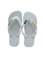 Havaianas Top Branca + Escrita Dourada + Bandeira Brasil e Tucano