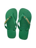 Havaianas Top Verde + Escrita Dourada + Bandeira Brasil