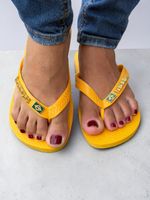 Havaianas Top Amarela  + Escrita Dourada + Bandeira Brasil
