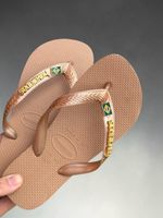 Havaianas Top Rose Gold + Escrita Dourada + Bandeira Brasil