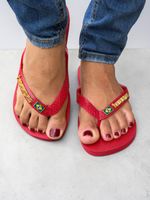 Havaianas Top Vermelha + Escrita Dourada + Bandeira Brasil